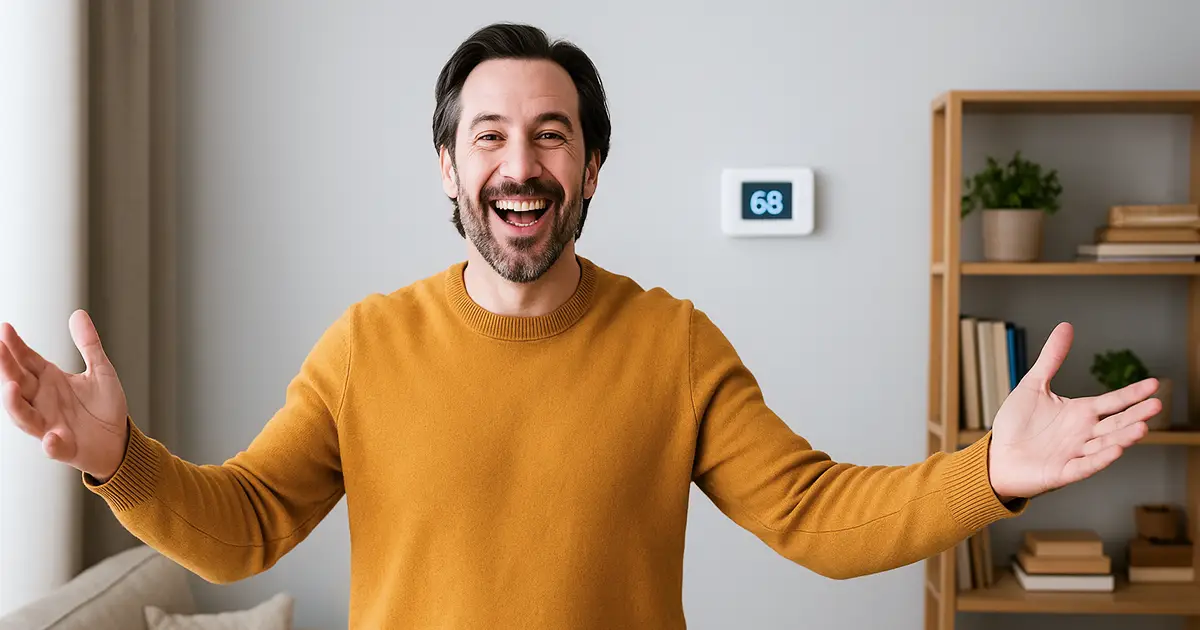 This man is a happy man because he got his HVAC maintenance done early!