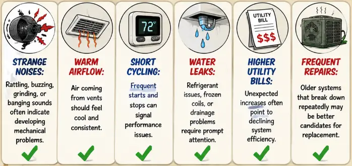 Chart that displays when it's time to call Brad's Heating & Air.
